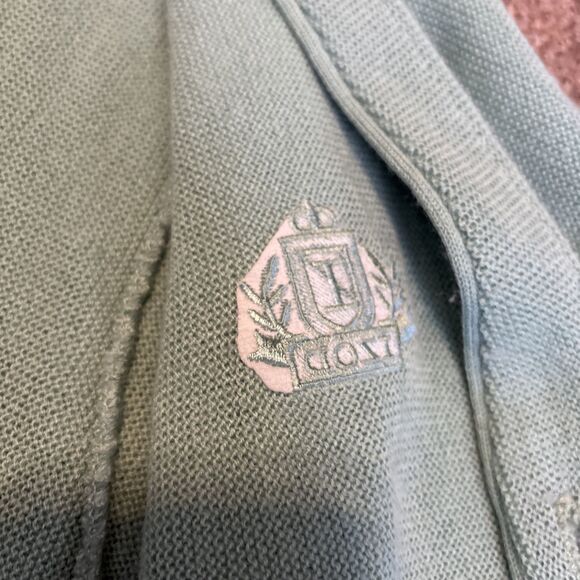 Vintage Izod Sweater Mens Green Cardigan Acrylic Made in USA 80s Granpcore Large - Picture 4 of 8